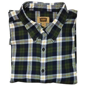 Foundry Supply Shirt 3XLT Button Down Twill Blue Green Plaid Big & Tall Long
